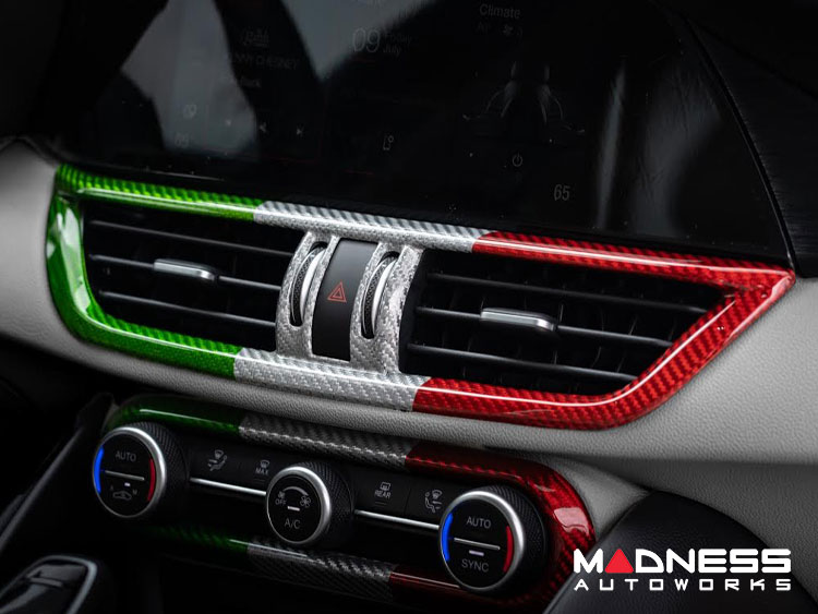 Alfa Romeo Giulia Interior Air Vent Trim - Carbon Fiber - LHD - Italian Theme - Pre '20 Models
